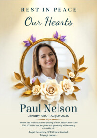 Memorial Funeral Announcement Flyer A4 template