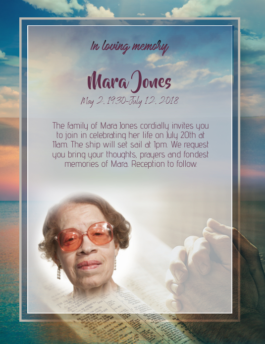 In Loving Memory Funeral Flyer Template Postermywall Gambaran