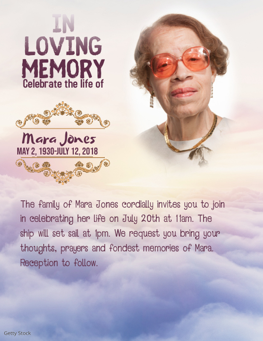 Memorial In Loving Memory Flyer Template Postermywall