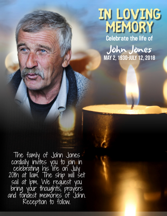 memorial in loving memory flyer Ulotka (US Letter) template