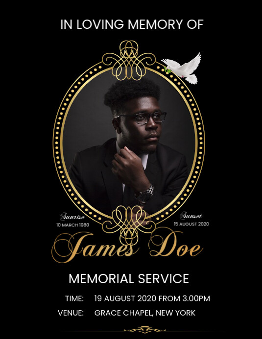 Memorial service flyer Template PosterMyWall