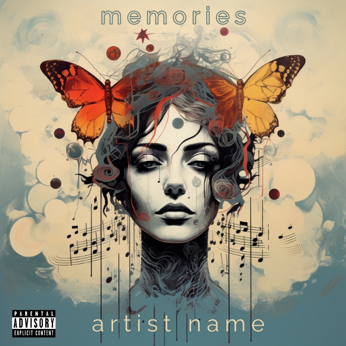 memories, butterfly album cover design templa template