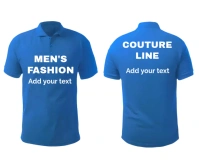 Men's blue t-shirt with collar and buttons mo สามเหลี่ยมขนาดกลาง template
