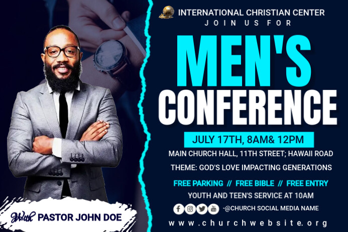 men's conference Spanduk 4' × 6' template