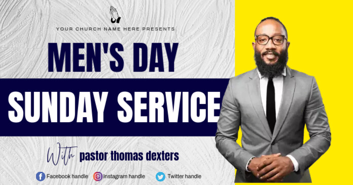 Men's day Sunday service Gedeelde afbeelding op Facebook template