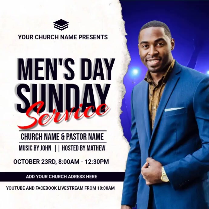 men's day sunday service Instagram Post template