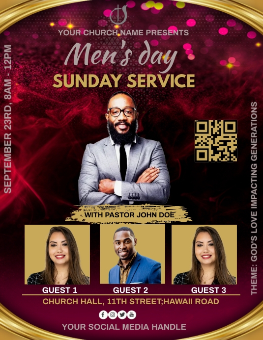 men's day sunday service Flyer (US Letter) template
