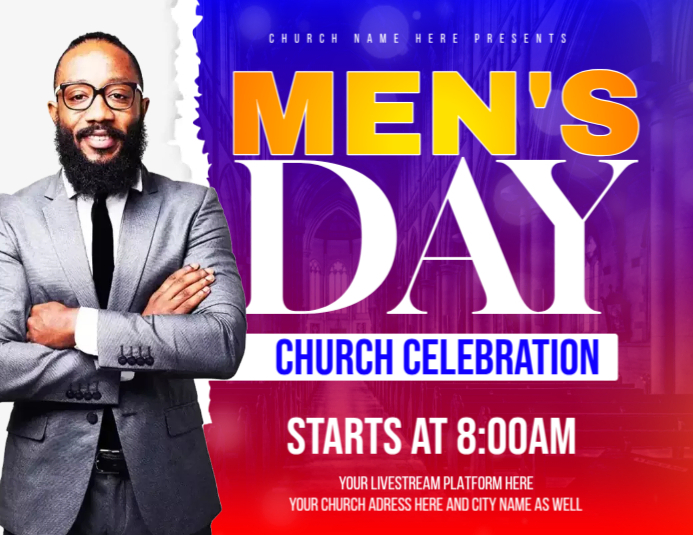 Men's Day Sunday service template Flyer (US Letter)