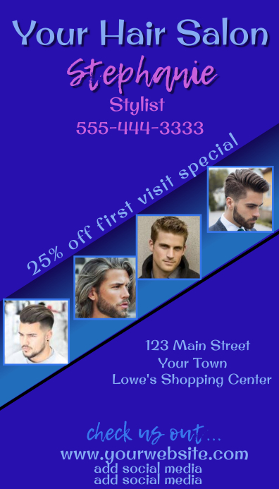 Men S Hair Salon Business Card Template Postermywall