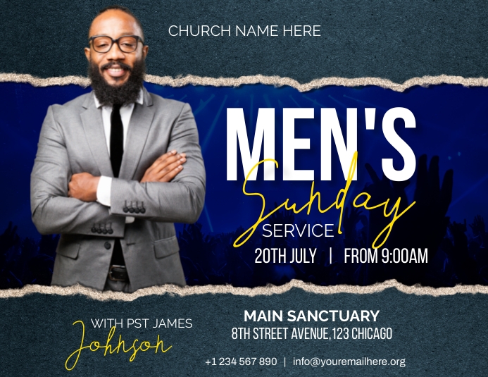 men's sunday service Flyer (US Letter) template