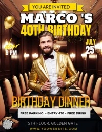 men’s birthday invitation Volantino (US Letter) template