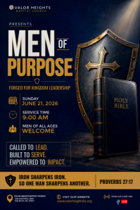 Черный Men's Church Leadership Event Poster Template