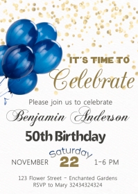 Men's Birthday Invitation A6 template