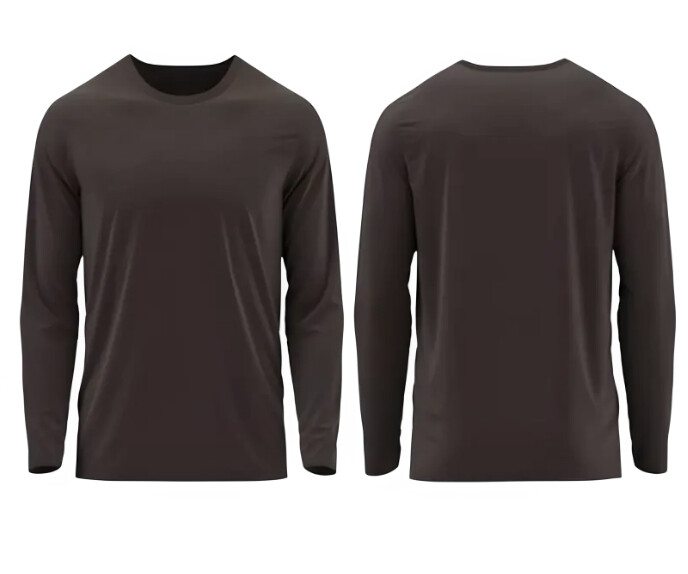 Men's black round neck long sleeved mockup Duży prostokąt template