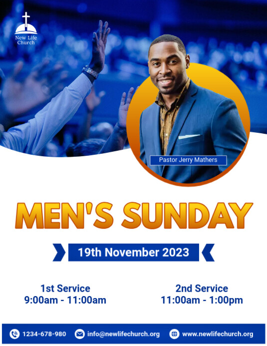 men's day church Sunday service poster Template | PosterMyWall