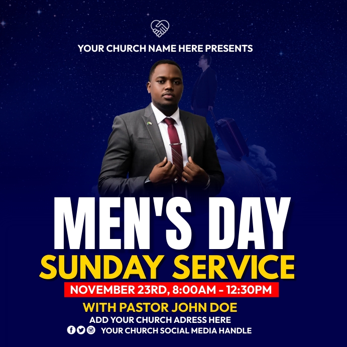men's day sunday service Template | PosterMyWall