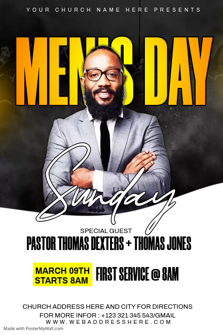 men's day sunday service Template | PosterMyWall