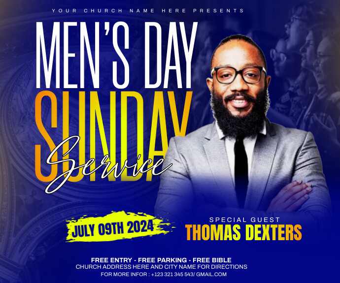 men's day sunday service 中矩形广告 template