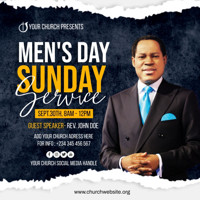 men's day sunday service Template | PosterMyWall