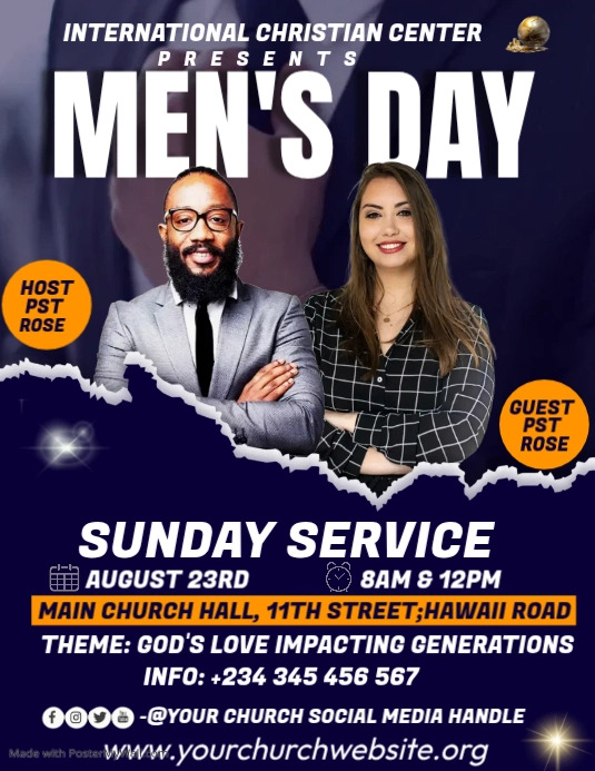 men's day sunday service Template | PosterMyWall