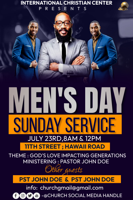 men's day sunday service Template | PosterMyWall