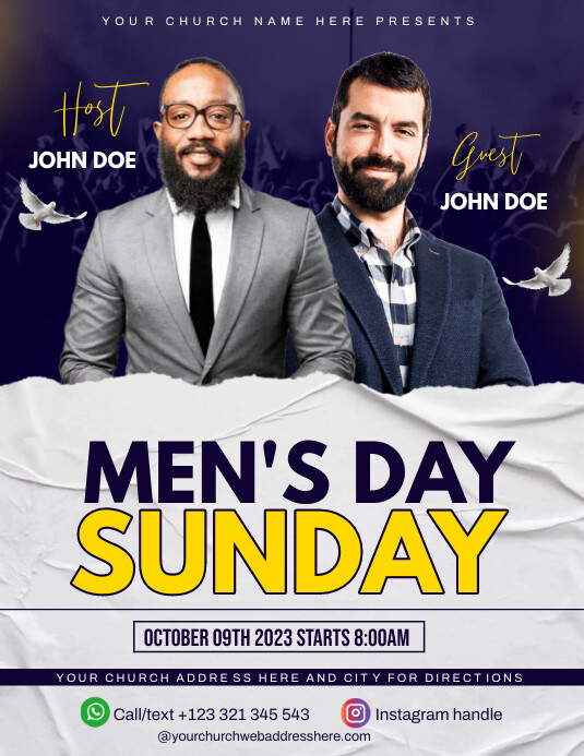 Men's day Sunday service Template | PosterMyWall
