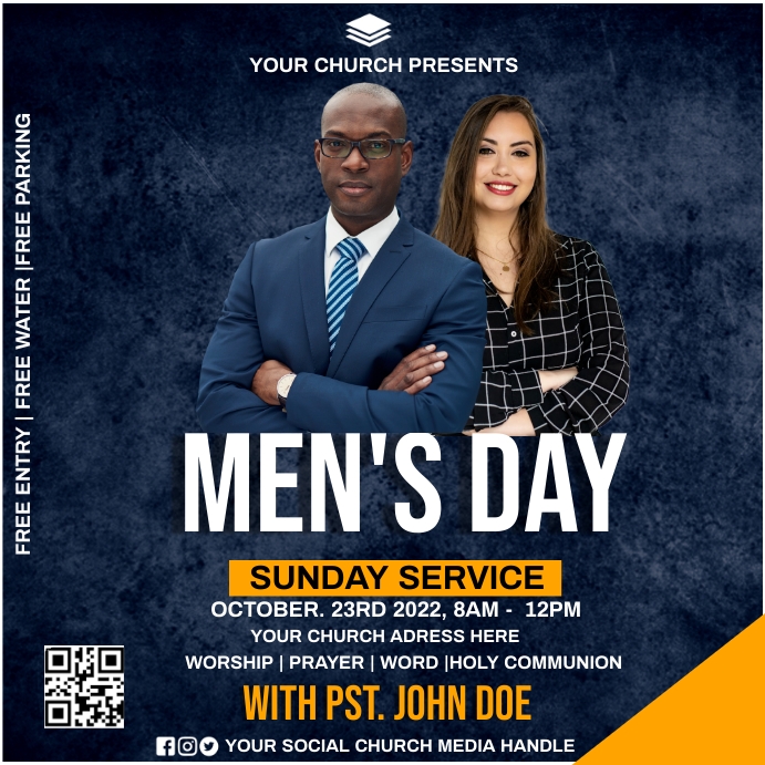men's day sunday service Template | PosterMyWall