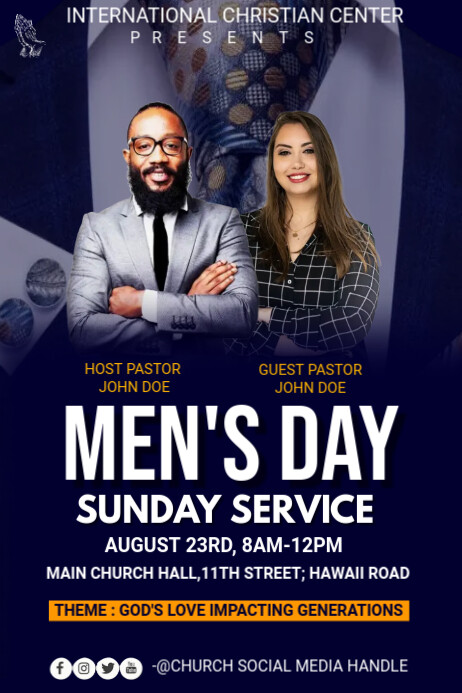 men's day sunday service Template | PosterMyWall