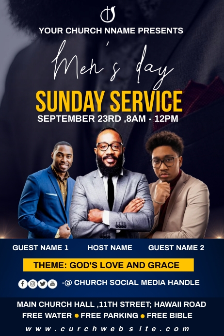 men's day sunday service Template | PosterMyWall