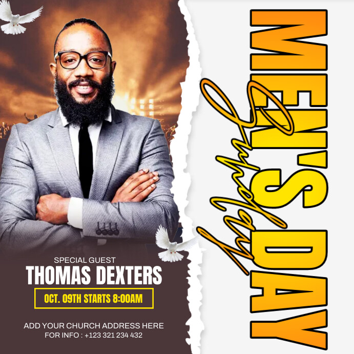Men's day Sunday service Template | PosterMyWall