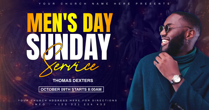 Men's Day Sunday service Facebook 共享图片 template