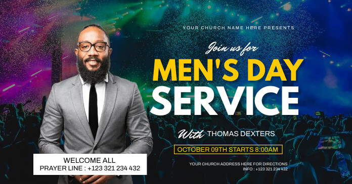 Men's day Sunday service Template | PosterMyWall