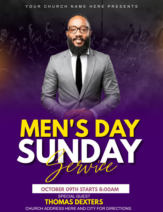 Men's day Sunday service Template | PosterMyWall