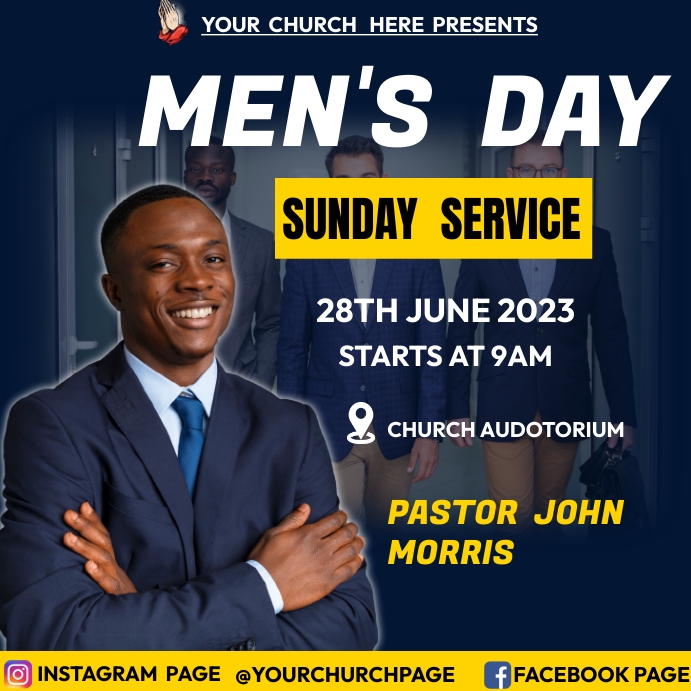 men's day sunday service Template | PosterMyWall