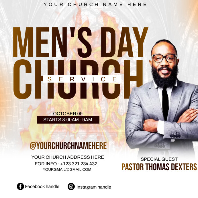 Men's day Sunday service Template | PosterMyWall
