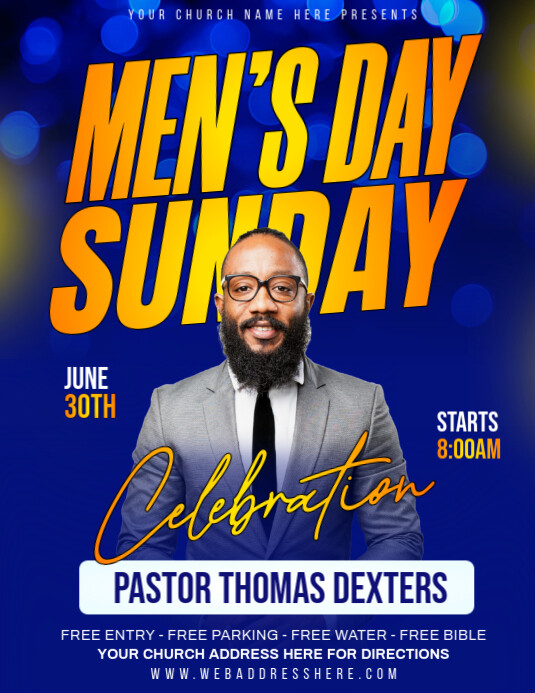 Men's day Sunday service poster Template | PosterMyWall