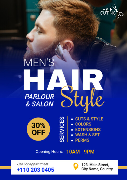 Men s Hair Salon Template PosterMyWall men-s-hair-salon-template-postermywall