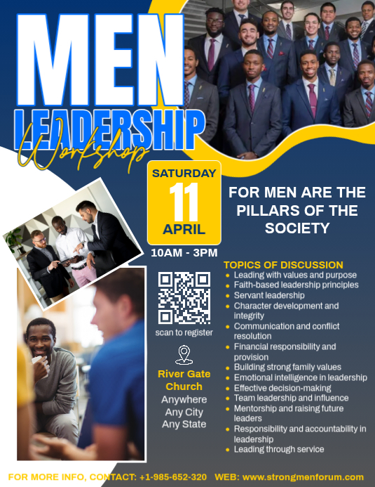 Men's Leadership Workshop Flyer Template | PosterMyWall