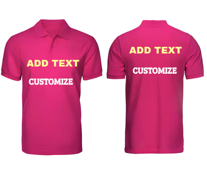 Men's pink polo with collar mockup template Średni prostokąt