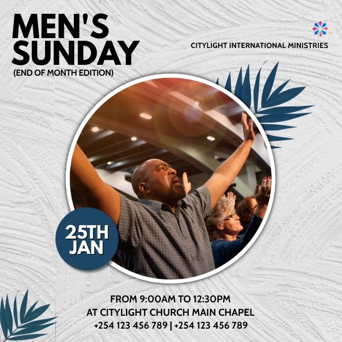 men's sunday church service flyer template | PosterMyWall