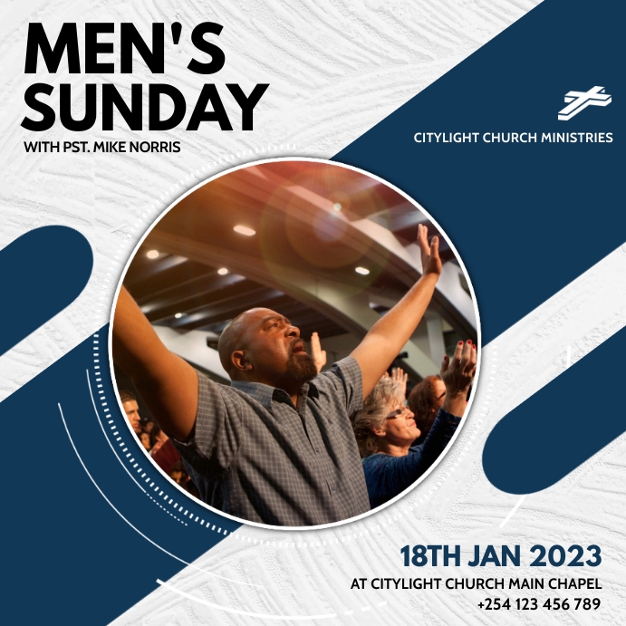 men's sunday church service flyer template | PosterMyWall