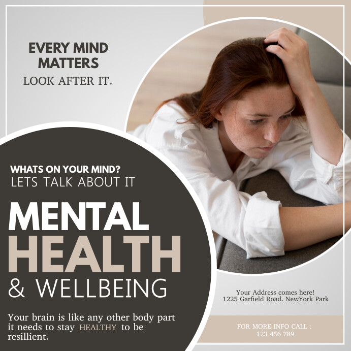 mental health, anxiety awareness, depression Instagram Post template
