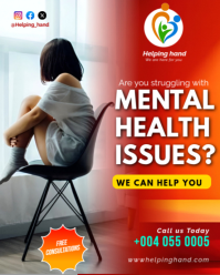 Mental Health Consultation Therapy Session Center Psychologist Services Promotion Flyer Template Ins Instagram Portrait