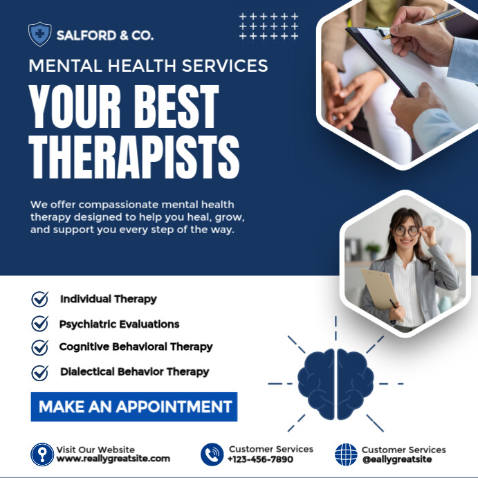 MENTAL HEALTH THERAPY SERVICE INSTAGRAM POST template