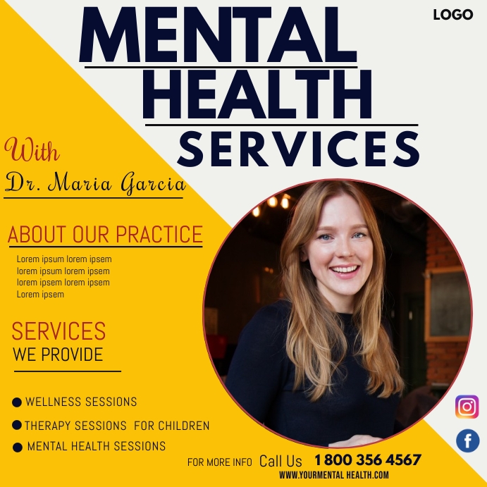mental services, therapy, instagram post Template | PosterMyWall