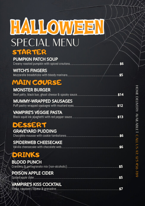 Menu,Halloween menu,Halloween sale,party A5 template