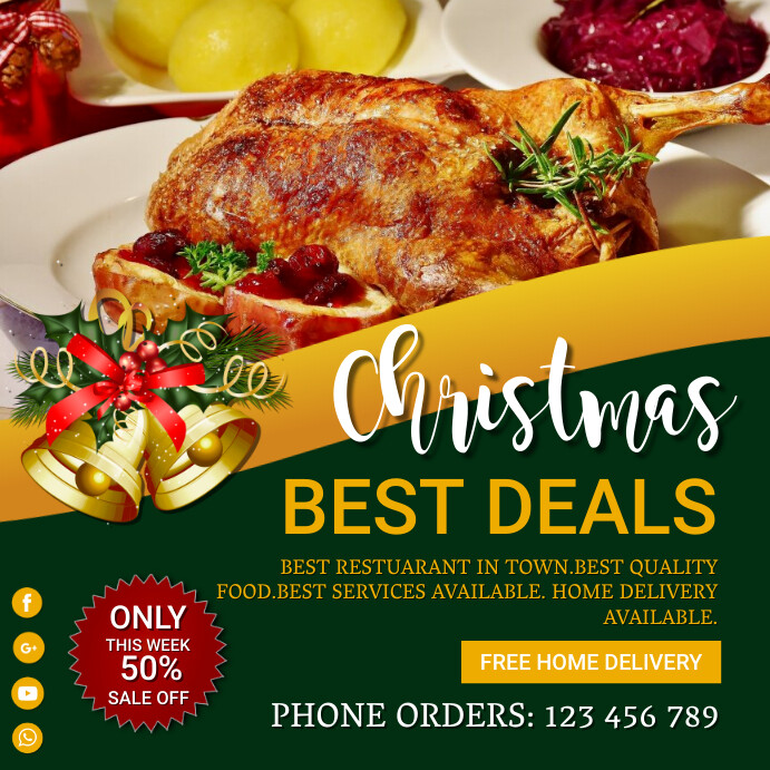 chrismas food deals,christmas offers Instagram Post template