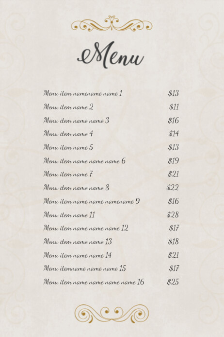 Menu Fancy Vintage Template Postermywall