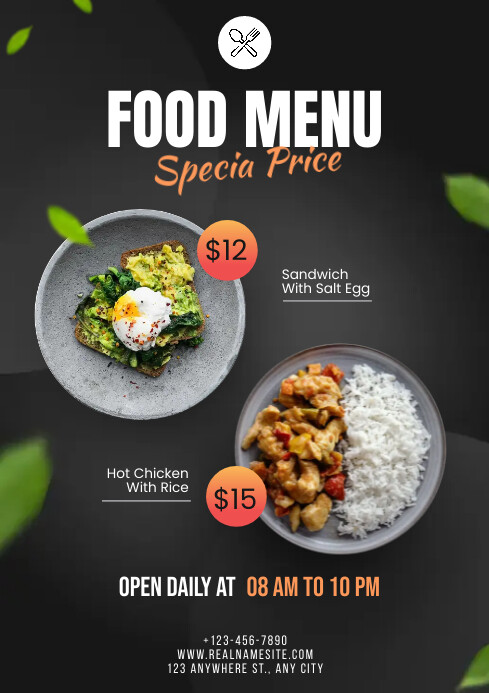 Menu A4 template
