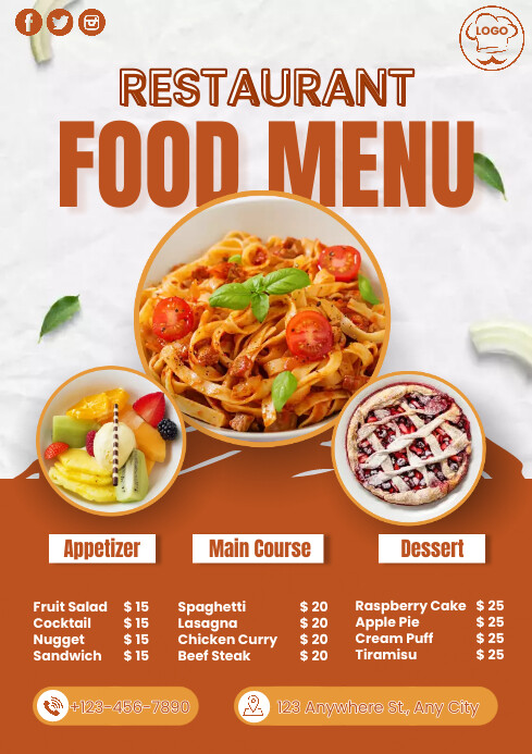 Menu A4 template